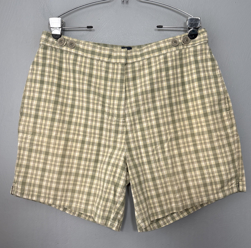 Basic Editions Shorts Size 16 Yellow Plaid Y2K Preppy Country 90s Butter Mom